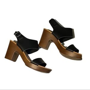 Madden Girl Lori Sandal 8 Black Ankle Cuff Open Toe Platform 2.5” Block Heel Y2K